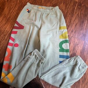 Aviator Nation joggers size small. green with multi color logo